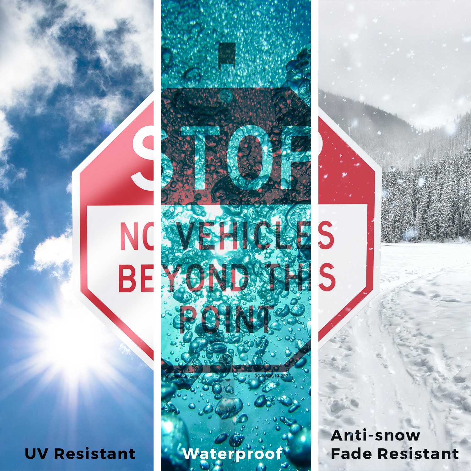 Stop No Vehicles Beyond This Poin Octagon Sign With Stake Weather Resistant