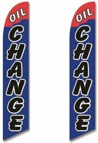 Twin Pack Full Sleeve Swooper Flags OIL CHANGE Blue Black Red White