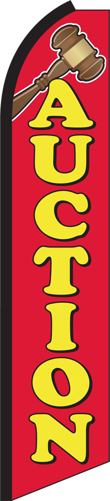 Auction 15&prime; Tall Swooper Flag & Pole Kit Feather Super Banner