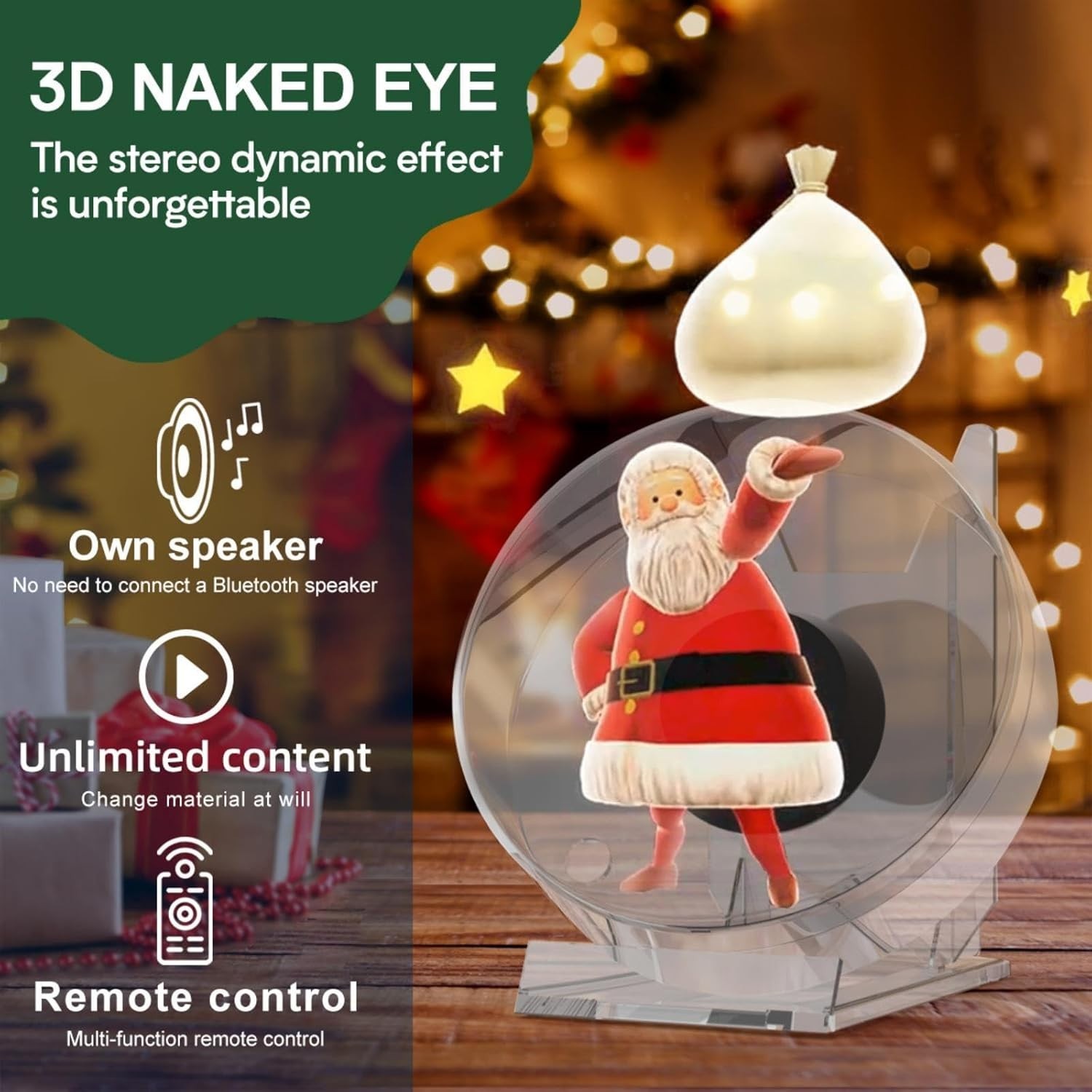 3D Hologram Fan Acrylic 4.72in Portable WiFi App Control for Events Home