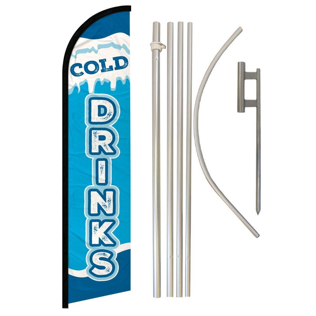 Cold Drinks Full Curve Windless Flag Kit Concessions Drinks