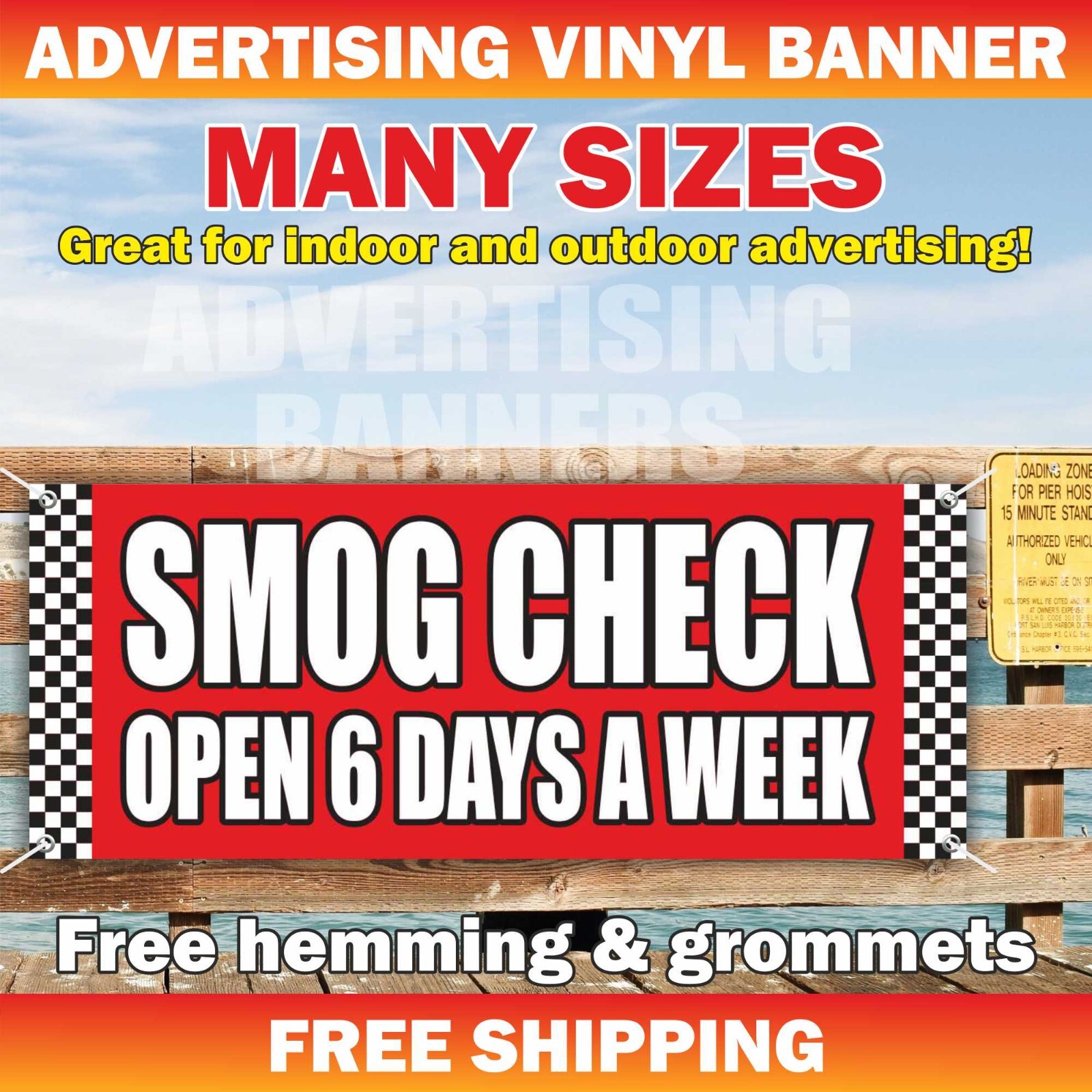 SMOG CHECK Advertising Banner Vinyl Sign auto repair service State Inspection