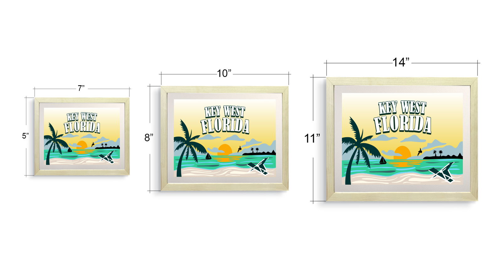 Key West Florida, Wall Print Art | Multiple Frame Options (Unframed or Framed)
