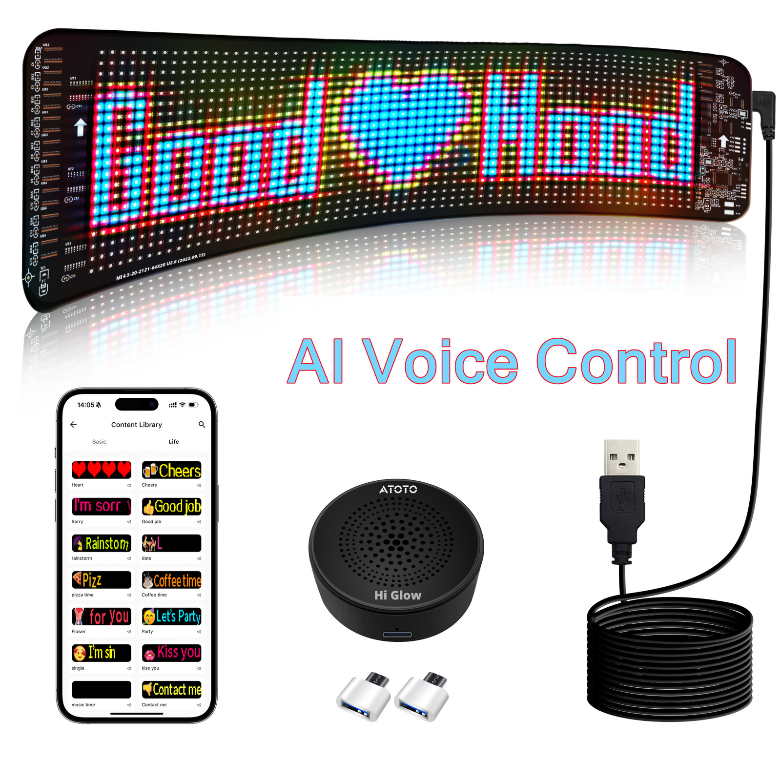 ATOTO 14 »x4 » Scrolling Advertising LED Signs AI Voice Control for Shop Bar Car