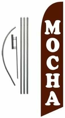 Mocha 15ft Feather Banner Swooper Flag Kit – INCLUDES 15FT POLE KIT w/GROUND…
