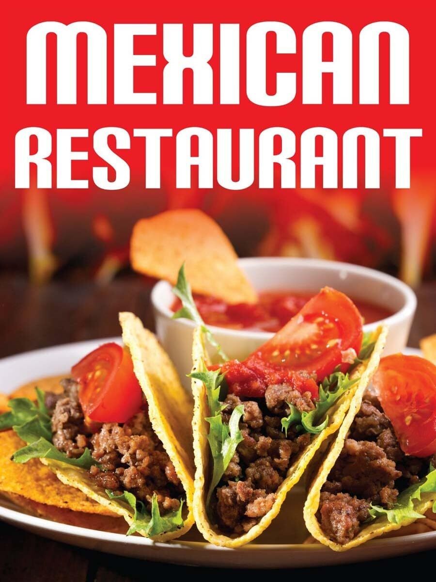 Mexican Restaurant | Retail Window Display Sign | 18&Prime;W x 24&Prime;H