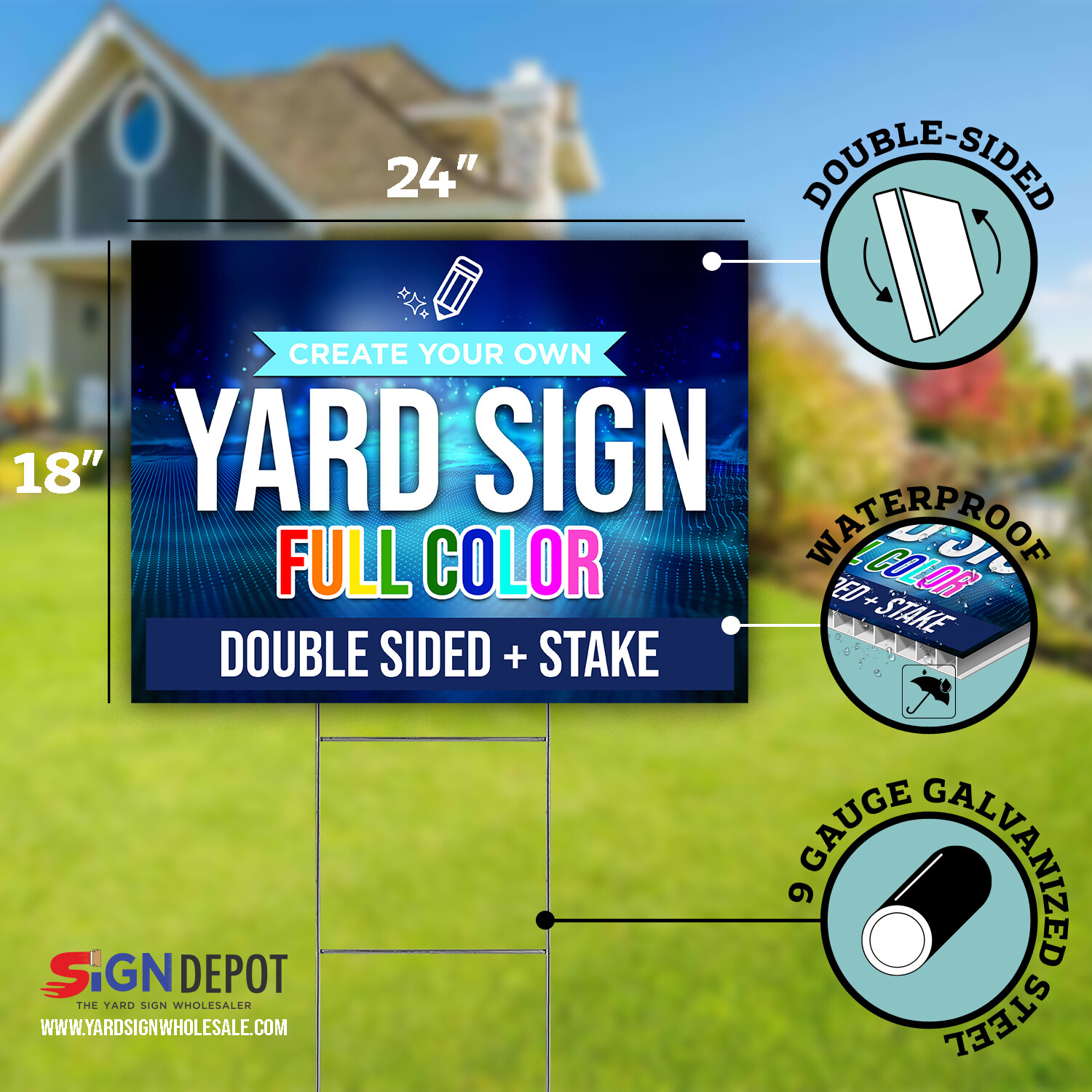 Pavers & Lanai Full Color Custom Yard signs 24×18 Stakes Included