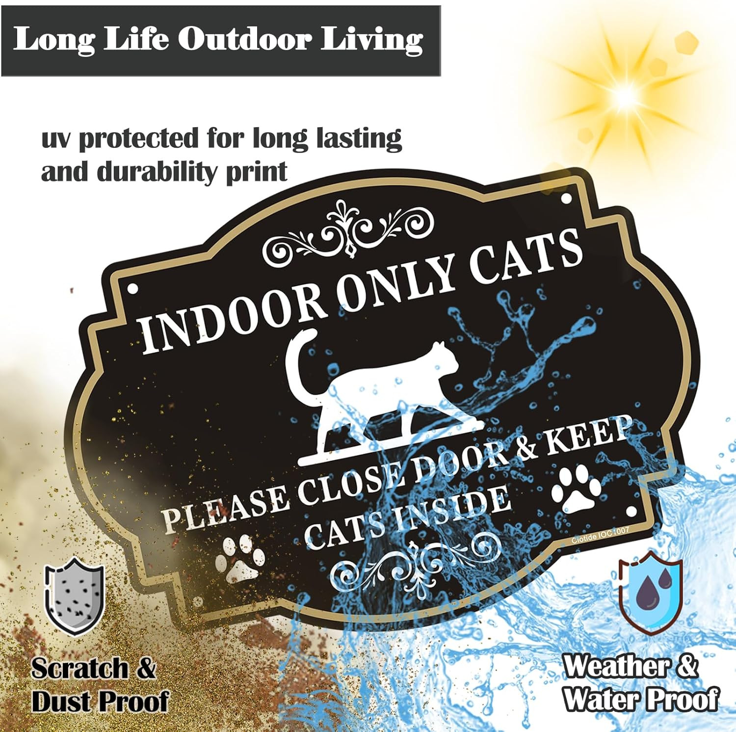 Indoor Only Cats Please Close Door Signs Aluminum Warning 2 Sign Cat Safety Door