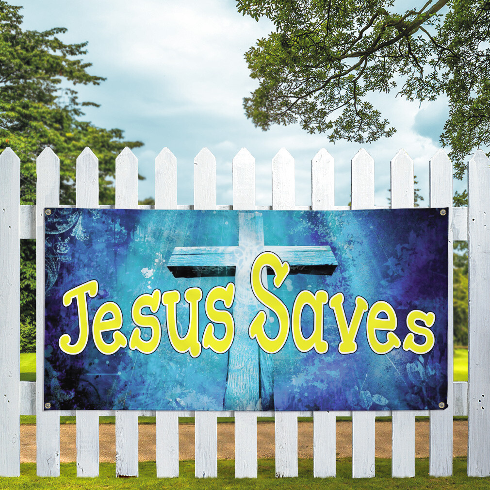 Vinyl Banner Multiple Sizes Jesus Saves Outdoor Advertising Printing Religions