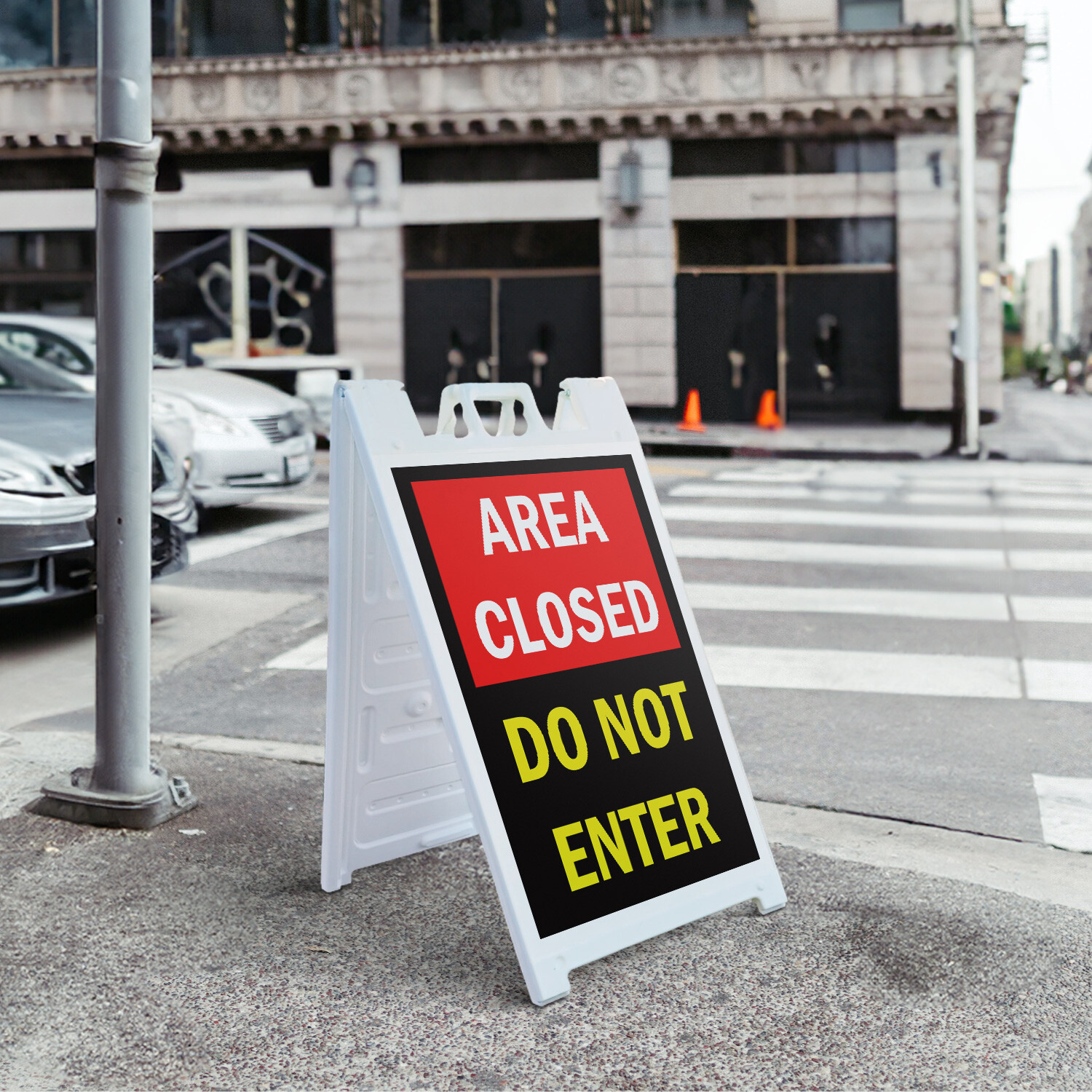 A-frame Sidewalk Area Closed Do Not Enter 24&Prime; x 36&Prime; Double Sided A-Frame Sidewal