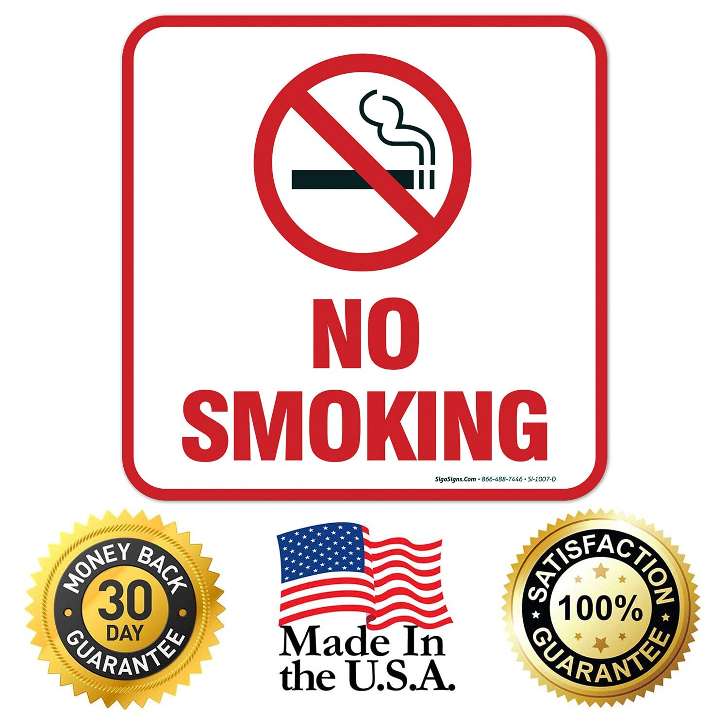 4 Pack 5.5×5.5 Inch No Smoking Sign Stickers Vinyl Self Adhesive Decals