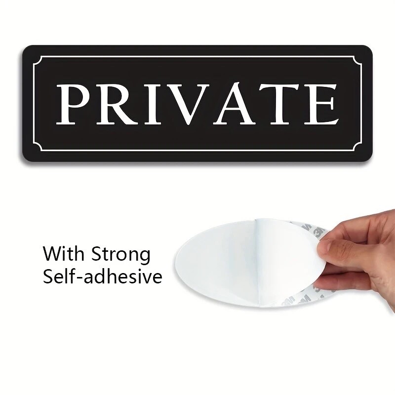 « PRIVATE » SIGN H. D. Durable Acrylic, Easy Stick-On for Home & Office Use 3&Prime;X 9&Prime;