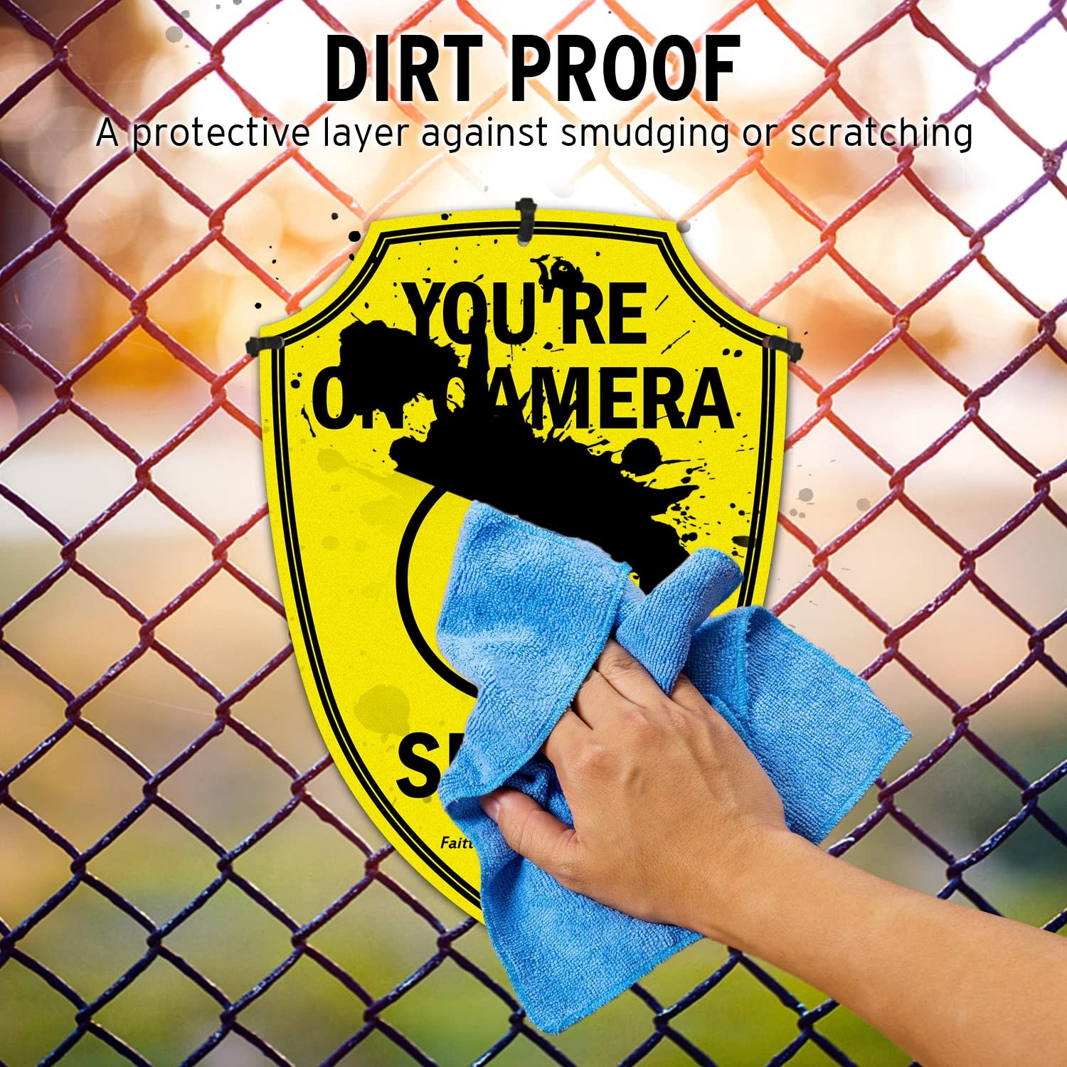 Faittoo Smile You&rsquo;re On Camera Sign, Video Surveillance Signs Outdoor, 2-Pack,