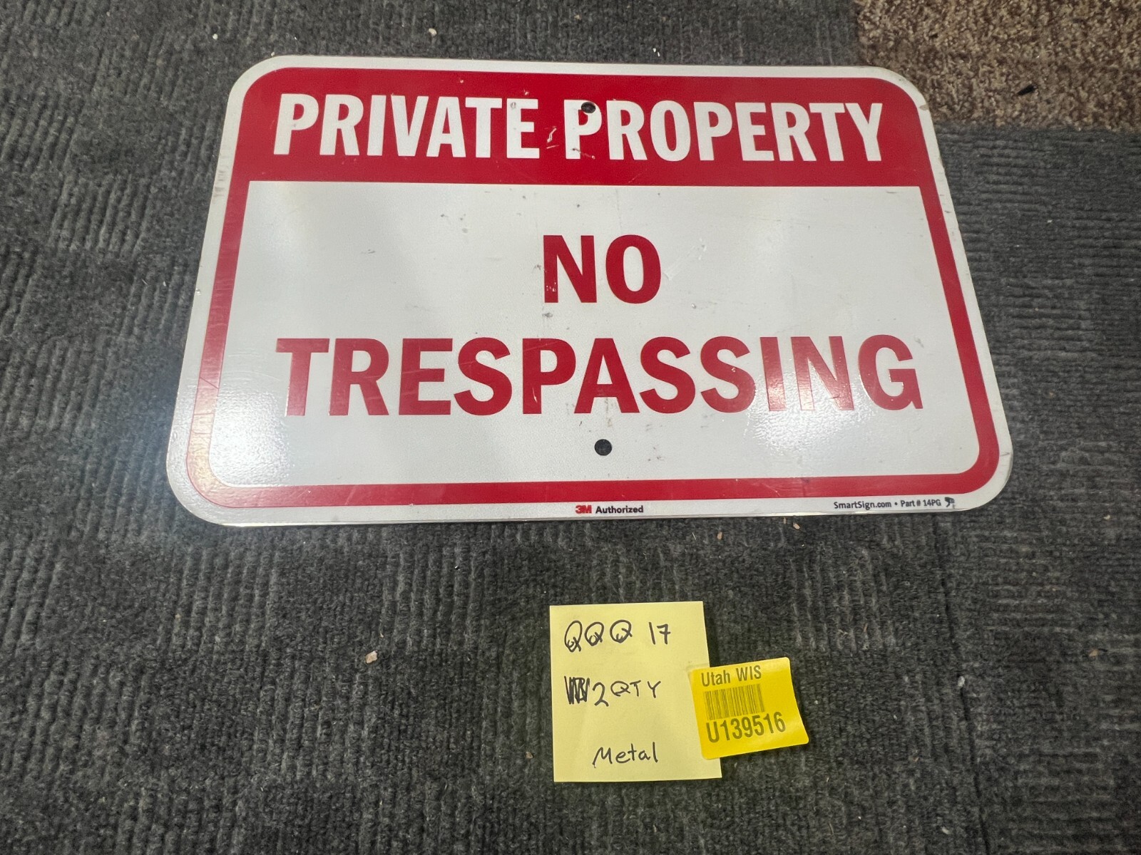 QTY 2 SmartSign 18x12in “Private Property No Trespassing » Aluminum 3M Laminated