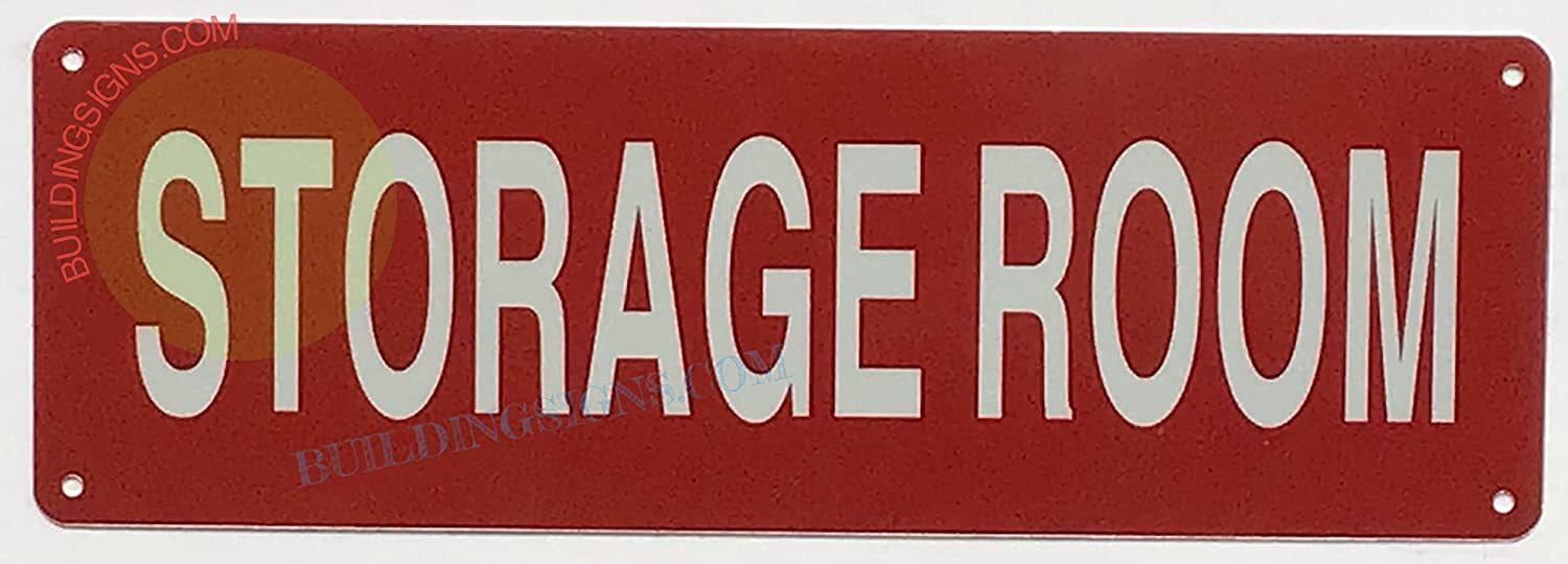 Storage Room Sign (Reflective, Aluminum, RED Background, 4X12 INCH)-REF24-1027