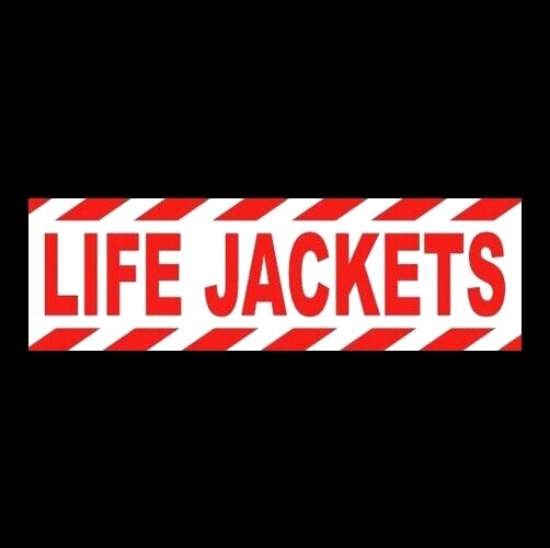 « LIFE JACKETS » water safety STICKER decal sign boat ship raft lifeguard swimming