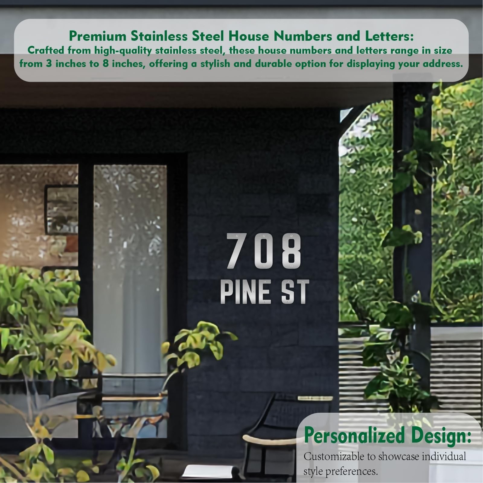 3 Inch Stainless Steel Metal Floating Address Numbers, Silver Metal House Let…