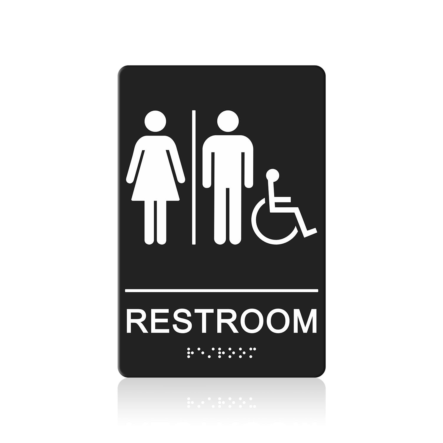 GicnKeuz ADA Braille Unisex Bathroom Signs,9 x 6 Inches Restroom Signs with S…