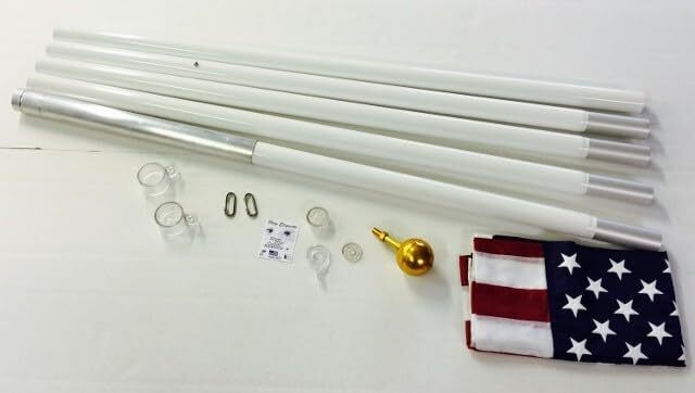 Great Value White Flagpole set with U.S.Flag included | 18&rsquo;H
