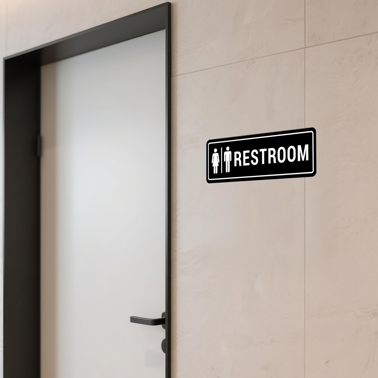 Restroom Sign – (2 Pack) Restroom Signs for Business with Strong Self-Adhesiv…