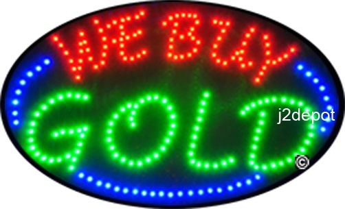 Free ship Animated We Buy Gold Led Sign neon lighted. Video inside. 21&Prime;x13-1/2&Prime;