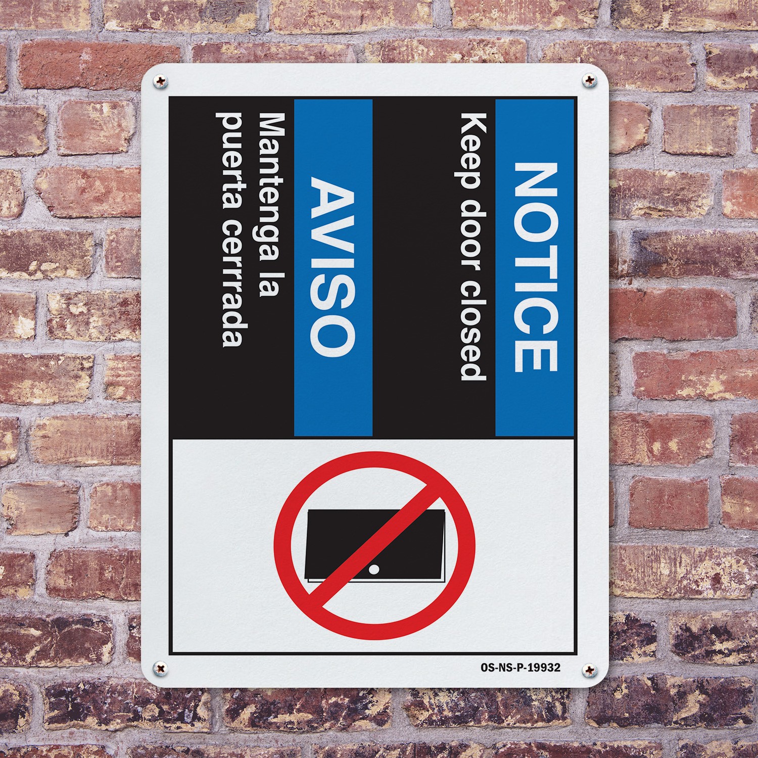 Keep Door Closed (Bilingual Spanish) ANSI Notice Sign Or Decal – 5 or 10 Pack