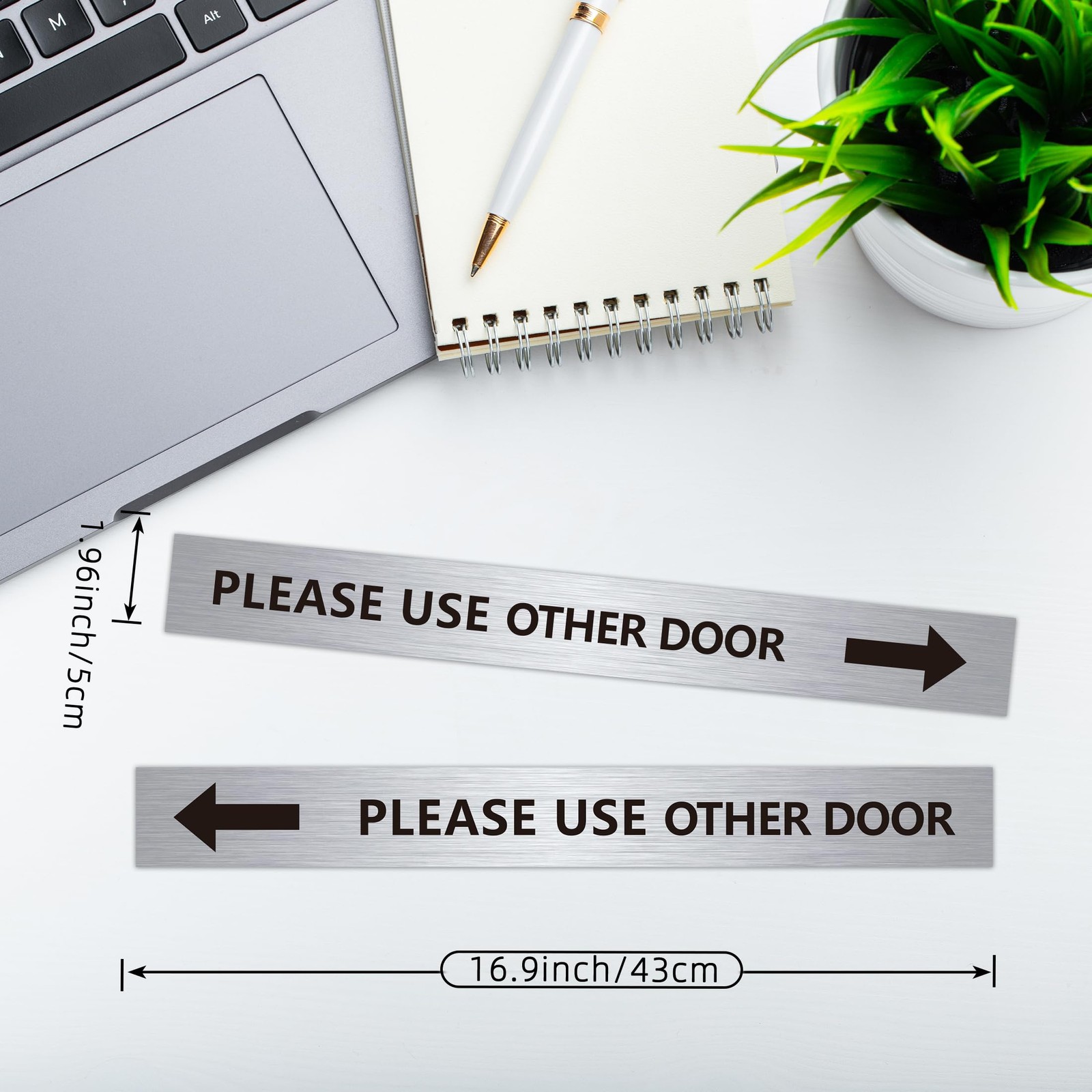 2Pack Use Other Door Sign，Self-Adhesive Weatherproof Black Silver Vinyl Pleas…