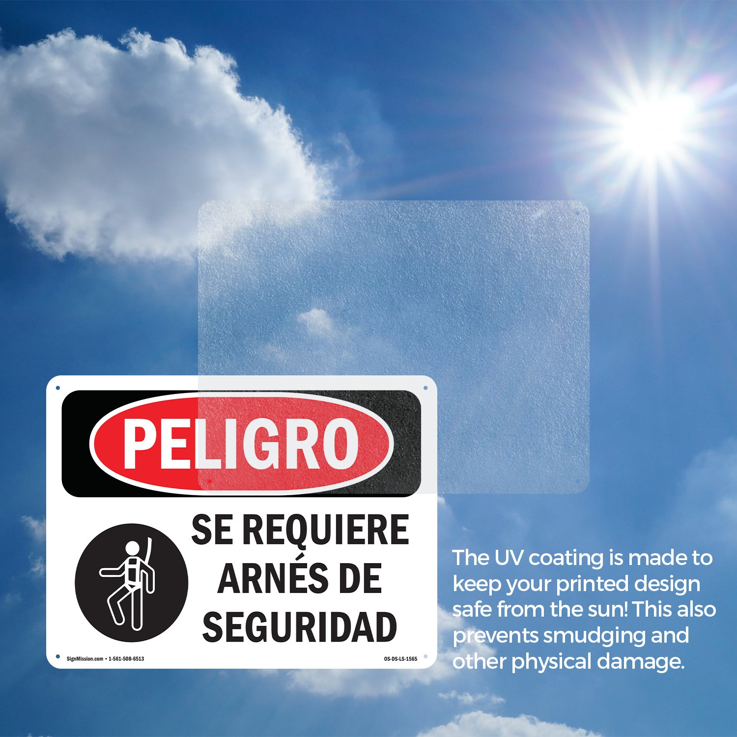Safety Harness Required Spanish OSHA Danger Sign Metal,, Decal 5 or 10 Pack