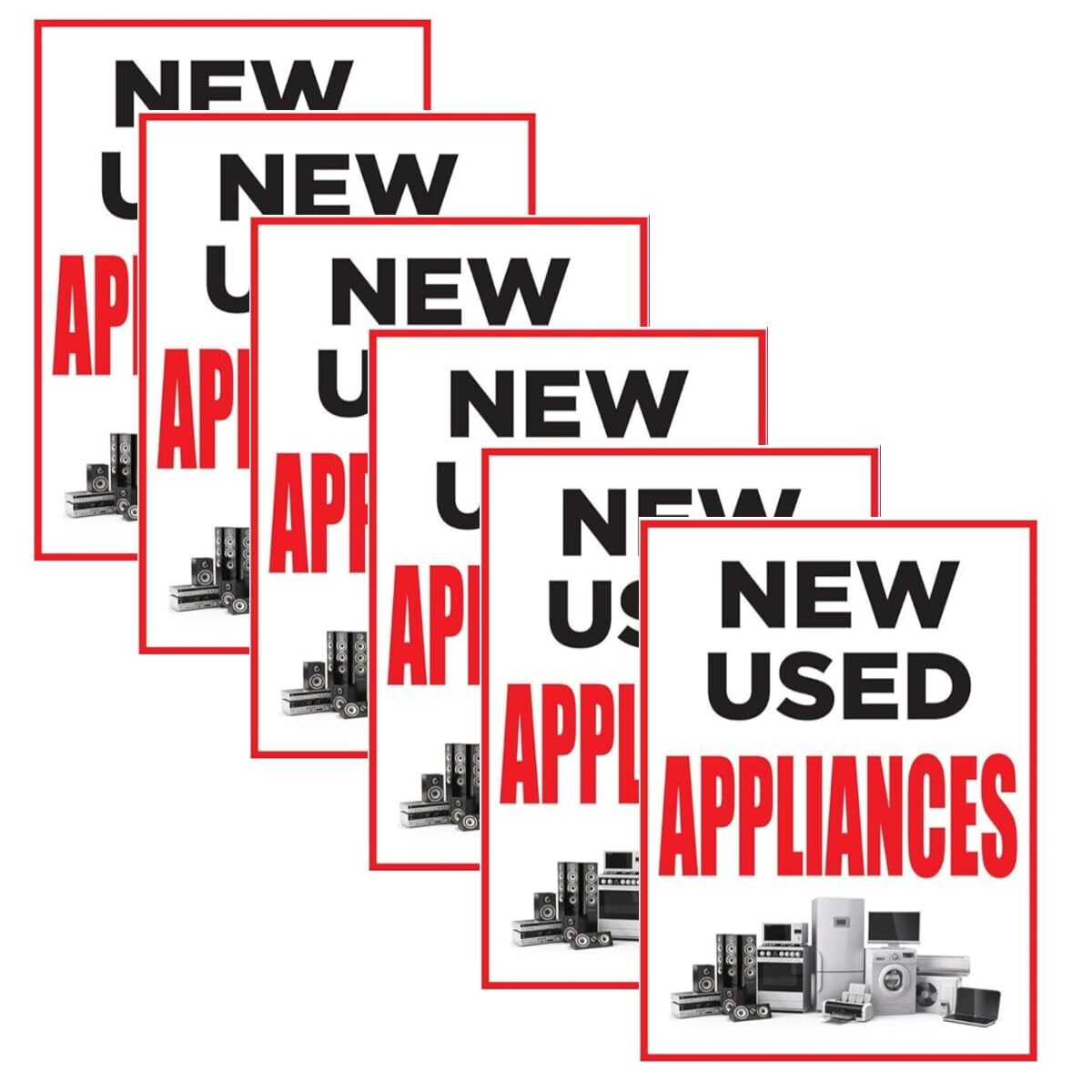 New Used Appliances Retail Window Display Paper Signs | Pack of 6 | 18&Prime;w x 24&Prime;h