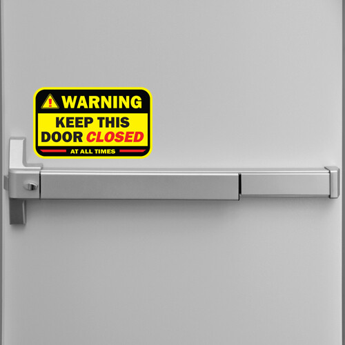 KEEP THIS DOOR CLOSED sticker vinyl business safety warning caution decal notice