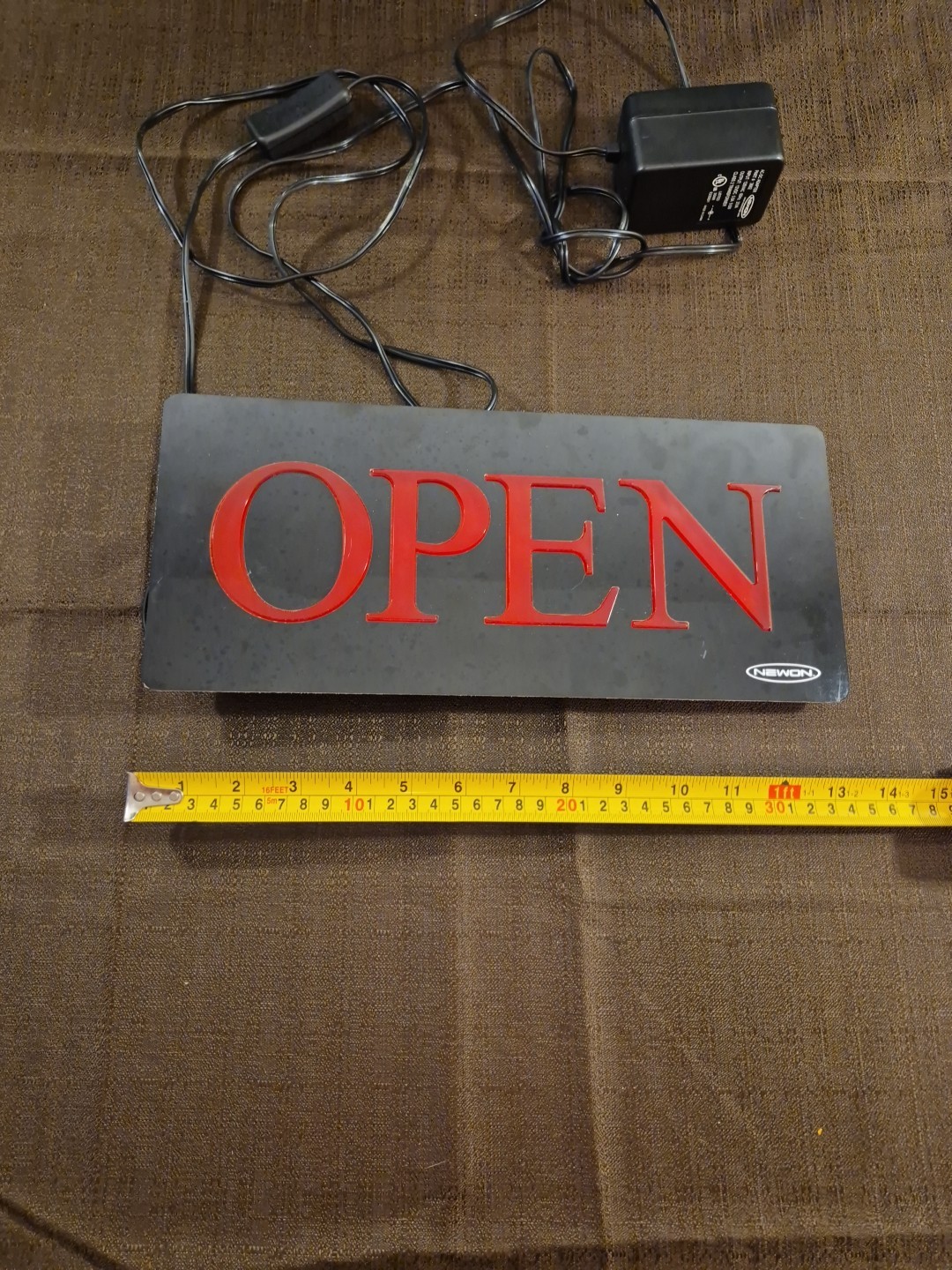 13-1/4&Prime; x 5&Prime; x 1&Prime; Newon Open Sign Business