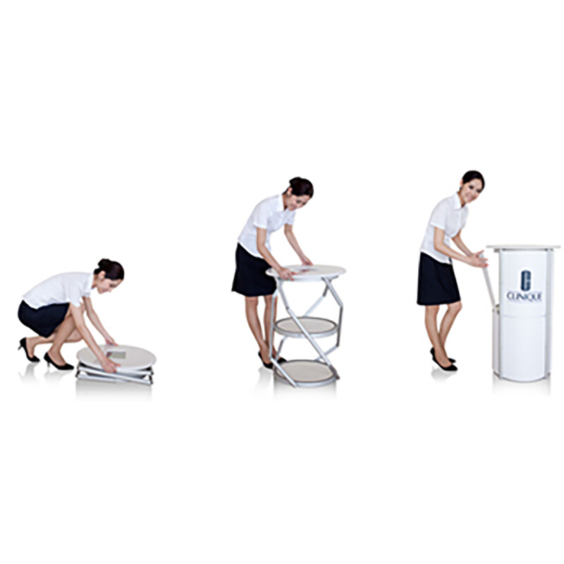 Optim 40&Prime; Collapsible Counter Round Portable Aluminum Counter Trade Show Display