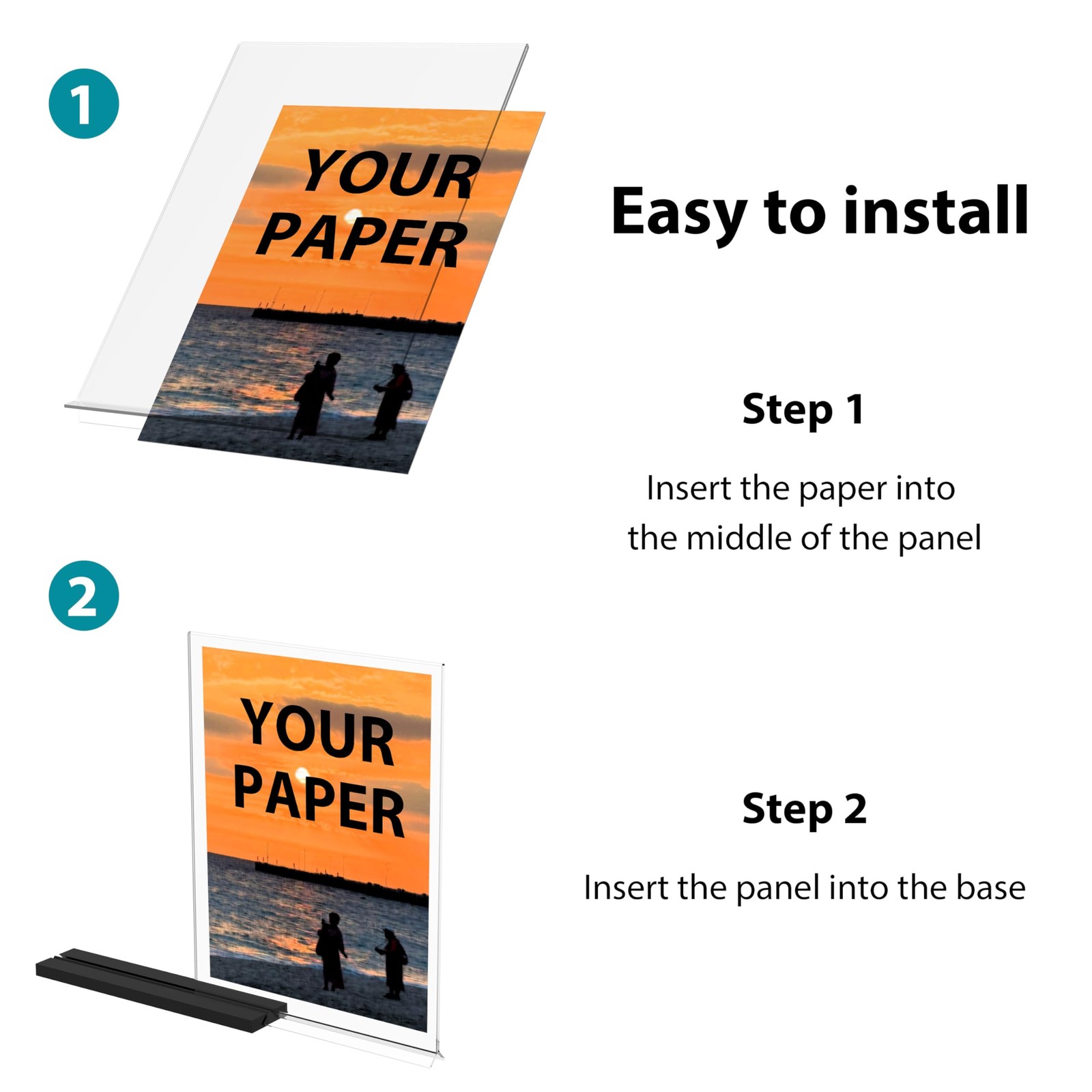 JDEA 3Pack 8.5×11 Acrylic Sign Holder with Black Base Flyer