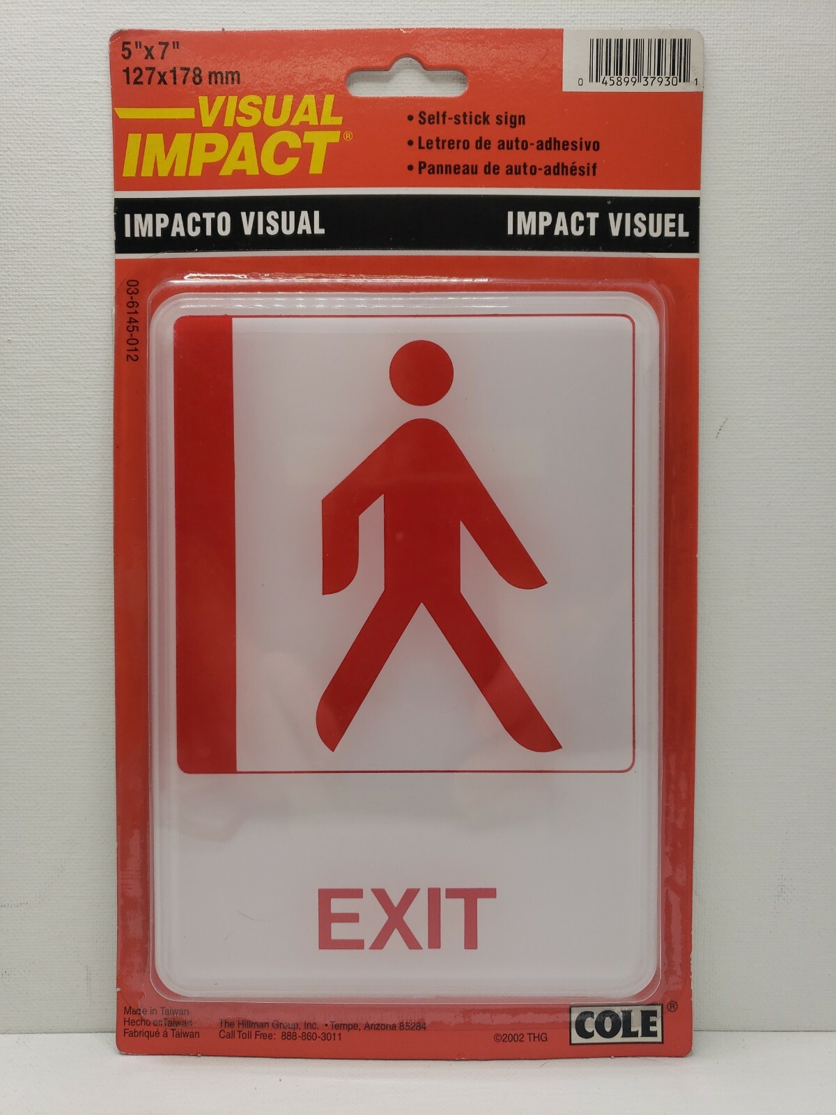 COLE – VISUAL IMPACT SELF STICK EXIT SIGN WITH PERSON 5&Prime; X 7&Prime;