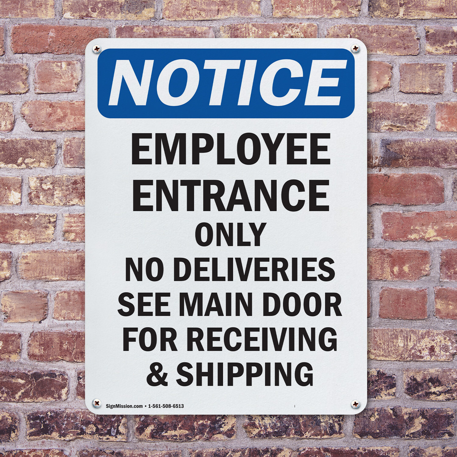 (2 Pack) Employee Entrance Only No Deliveries OSHA Notice Sign Decal Metal