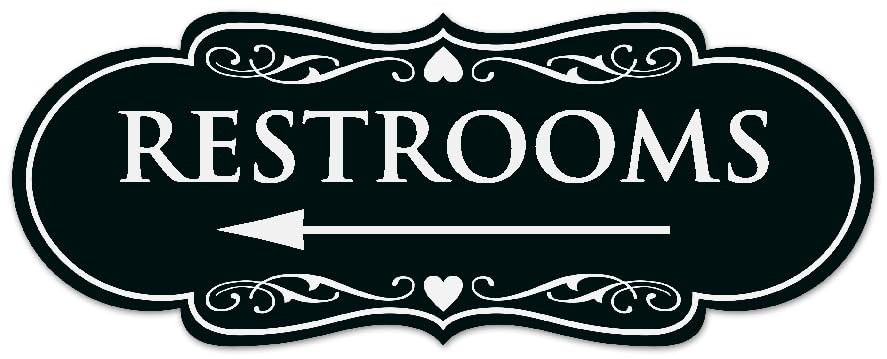Designer Restrooms Left Arrow Sign Easy Installation Durable Wall Door Black