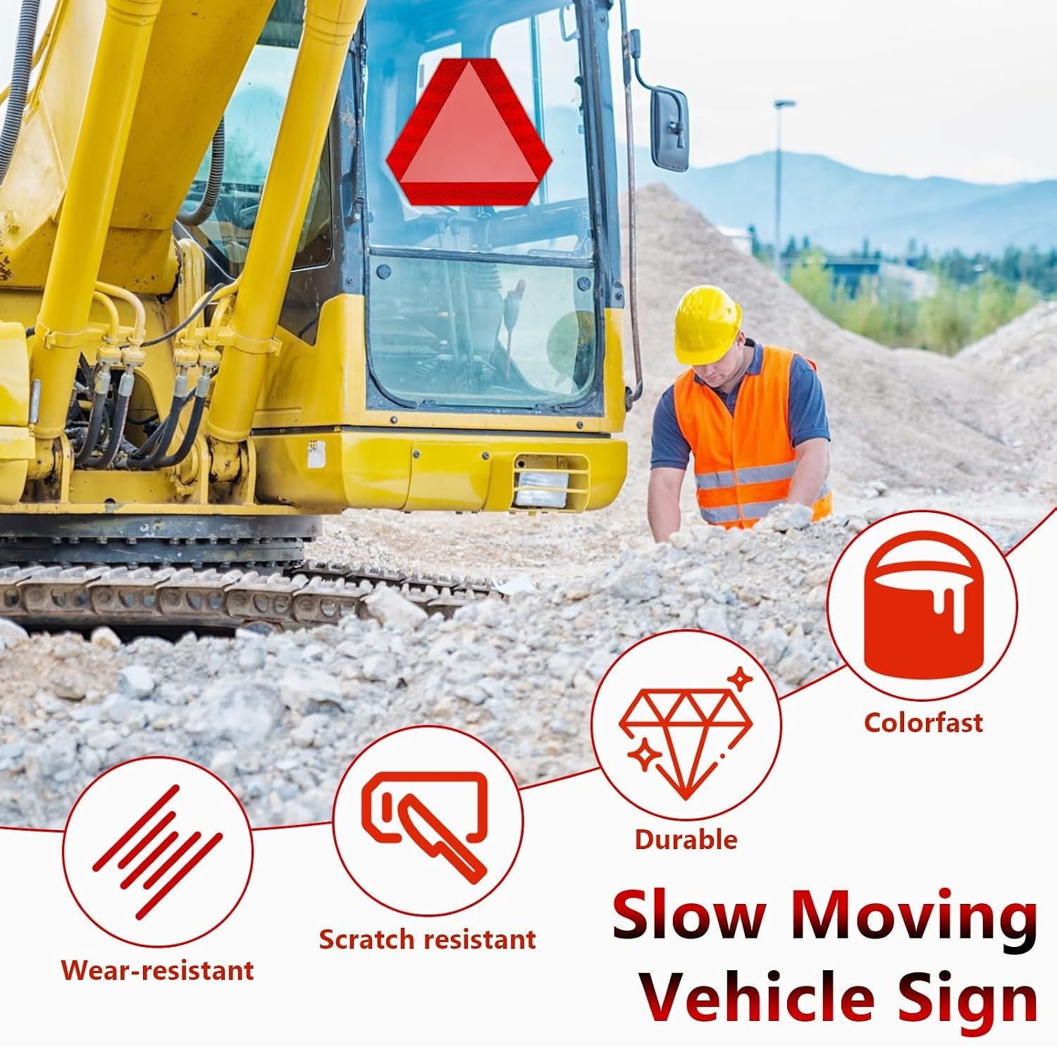 Durable Vinyl Reflective Slow Moving Vehicle Signs – 2 Pack for Cars & Tractors