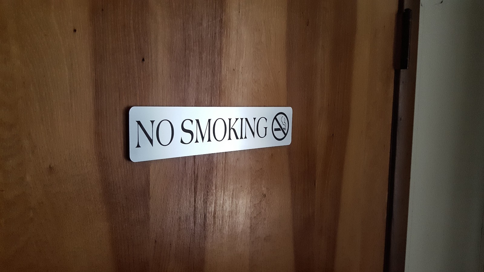 NO SMOKING Sign 2&Prime;x 9&Prime; Brushed Aluminum Finish w/ Black Letters_Laser Engraved