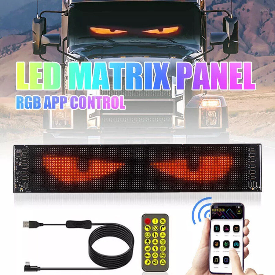 LED RGB Car Eye Sign Animation Matrix USB Panel DIY Programmable Bluetooth LED