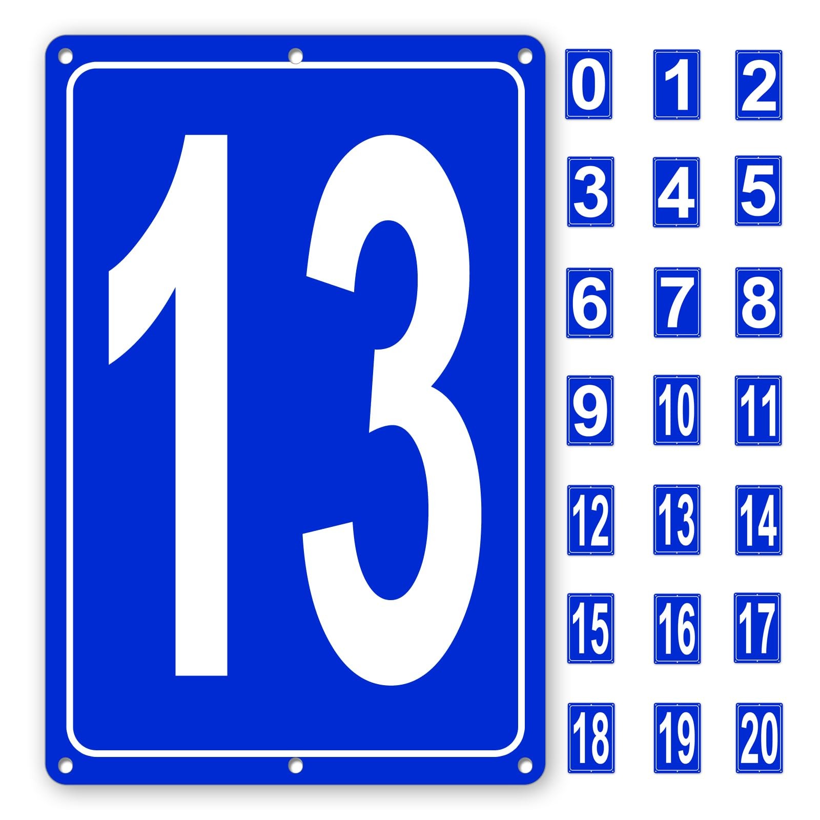 Numbered Sign 13 Aluminum Tennis Court Parking Lots 12×8 Inch Weatherproof