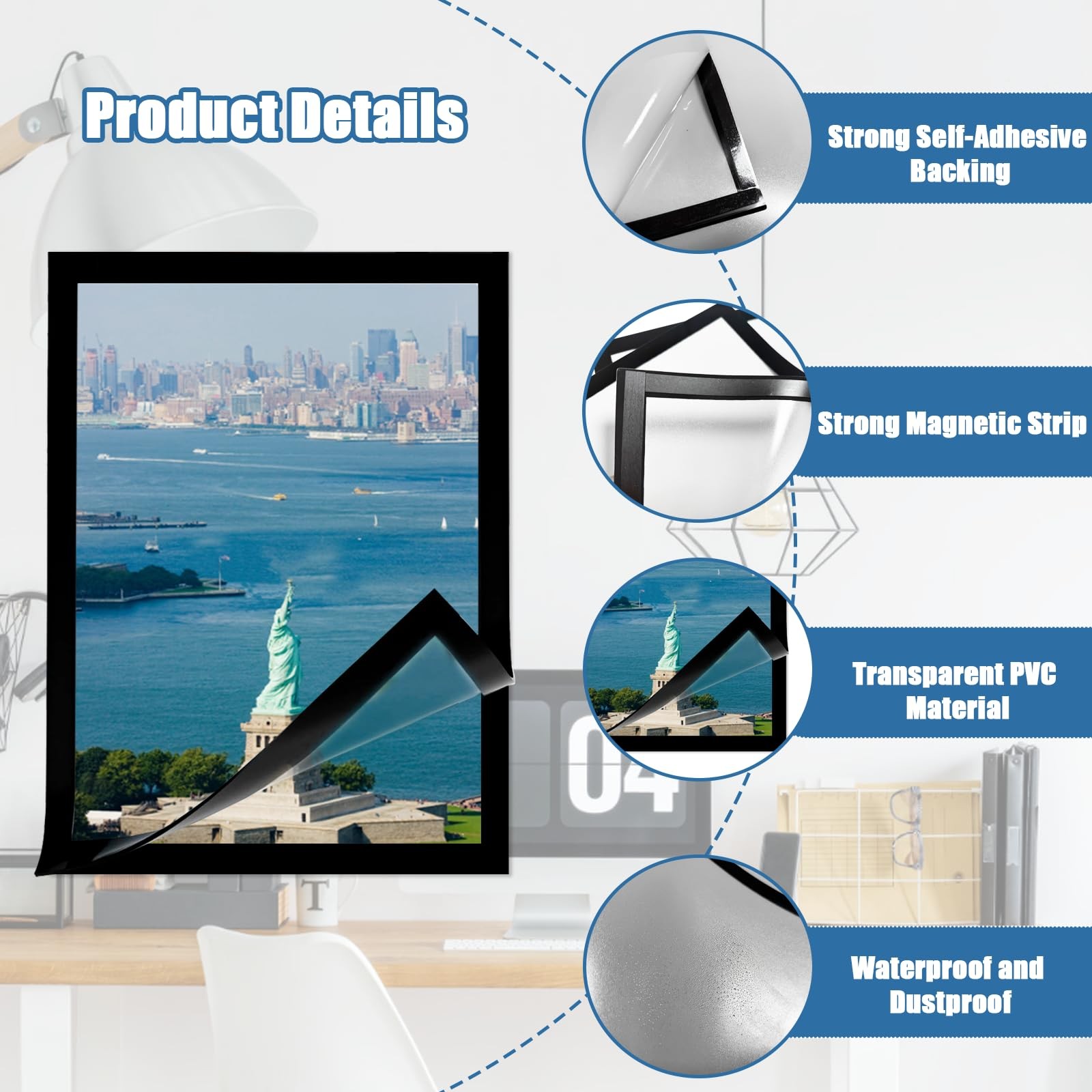 10 Pcs Magnetic Sign Holder 8 1/2&Prime; x 11&Prime; Self-Adhesive 8.5 x 11 inches, Clear