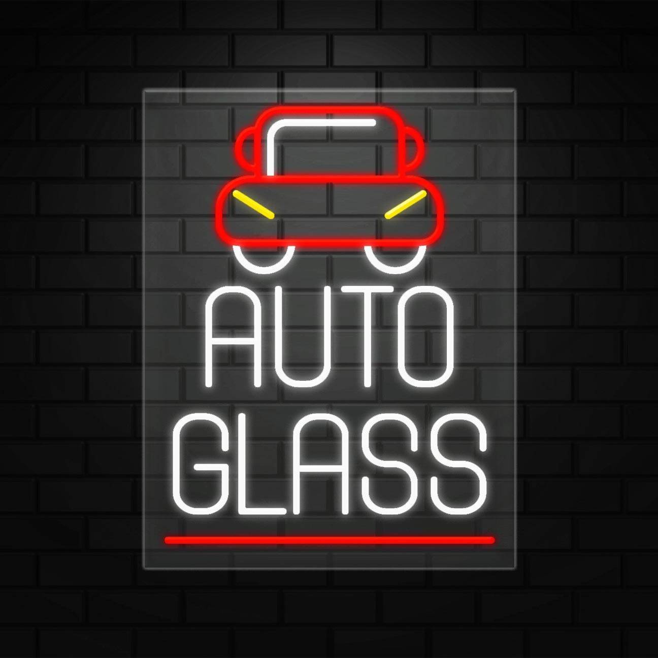 Auto Glass Sign for Business Displays | LED Flex Neon | 24&Prime;W x 31&Prime;H x 1&Prime;D