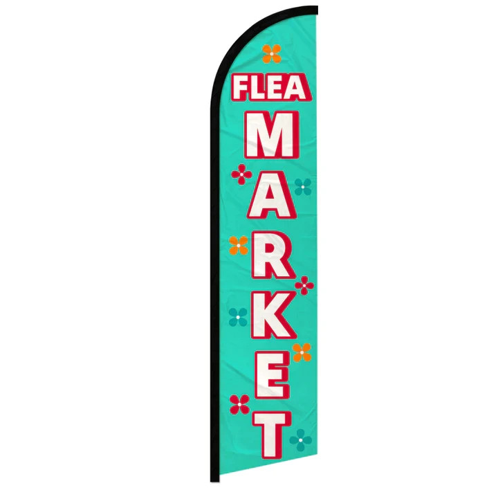 Flea Market (Flowers) Full Curve Windless Swooper Flag Antiques Thrift Flag