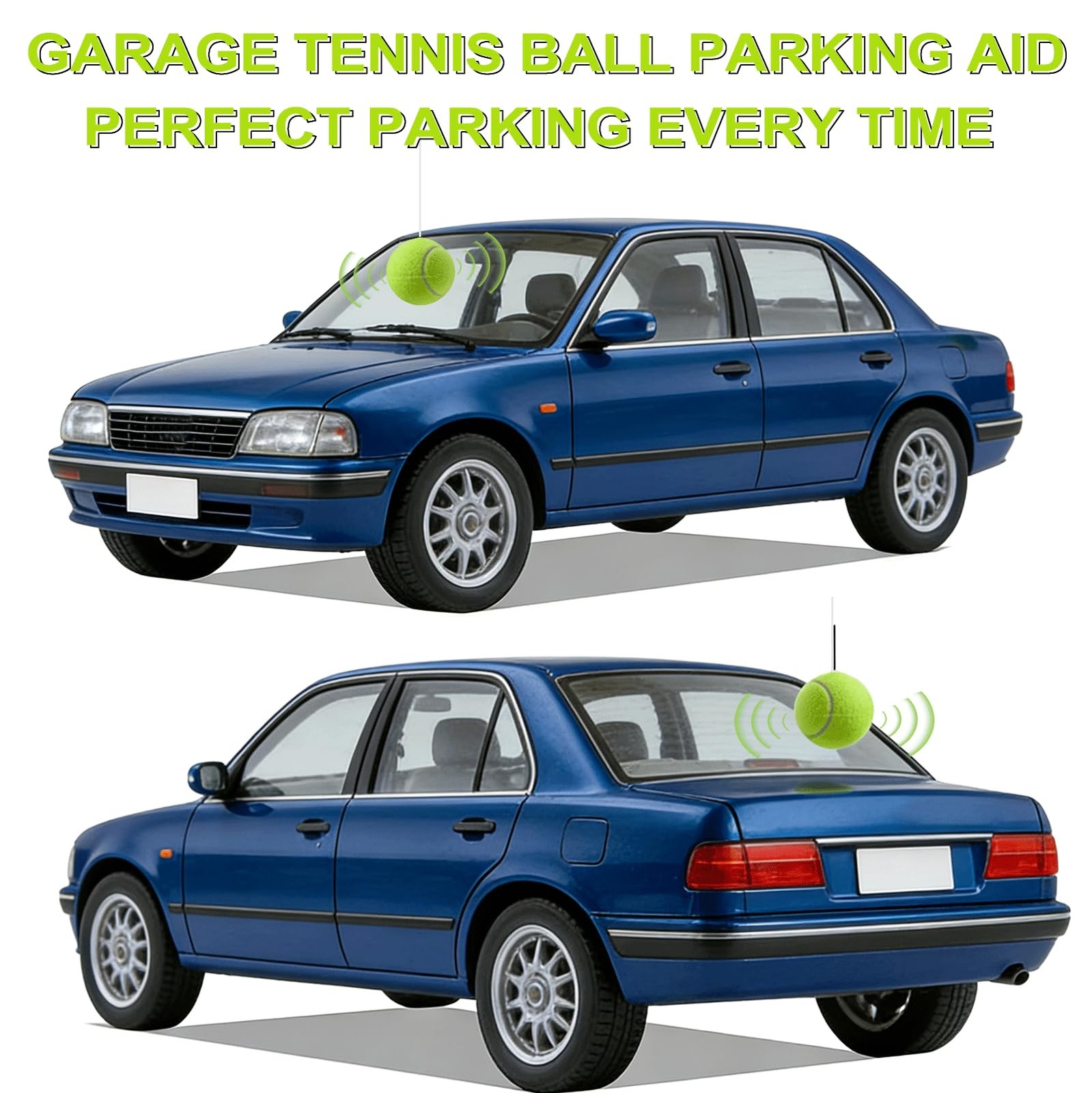 Dnairtly Garage Parking Aid with Magnetic & Screw Hooks, 2 Pack Tennis Green