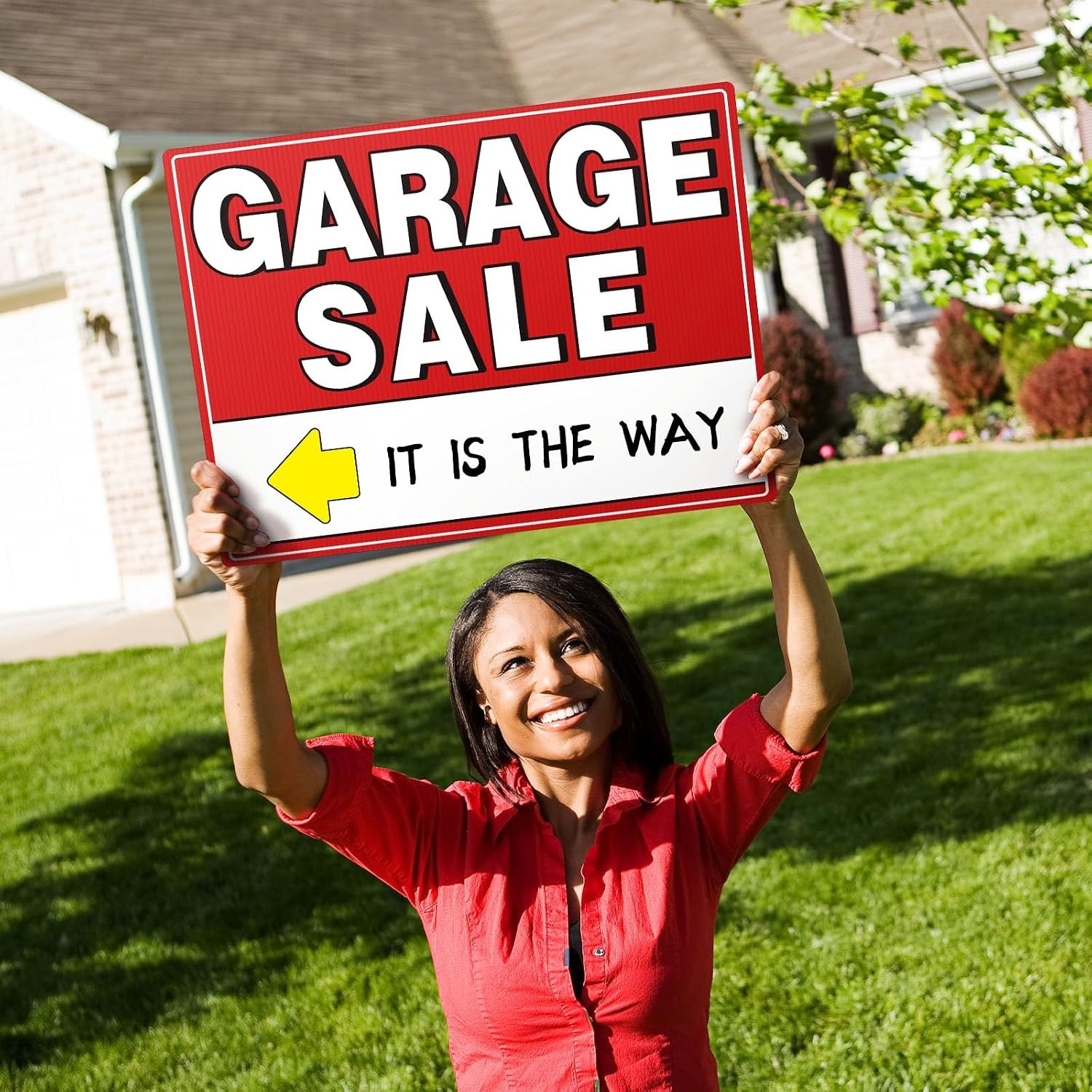 7 Pcs Garage Sale Sign With Metal Stakes, 17&Prime; x 13&Prime;, Double-Sided With 20 Dir…