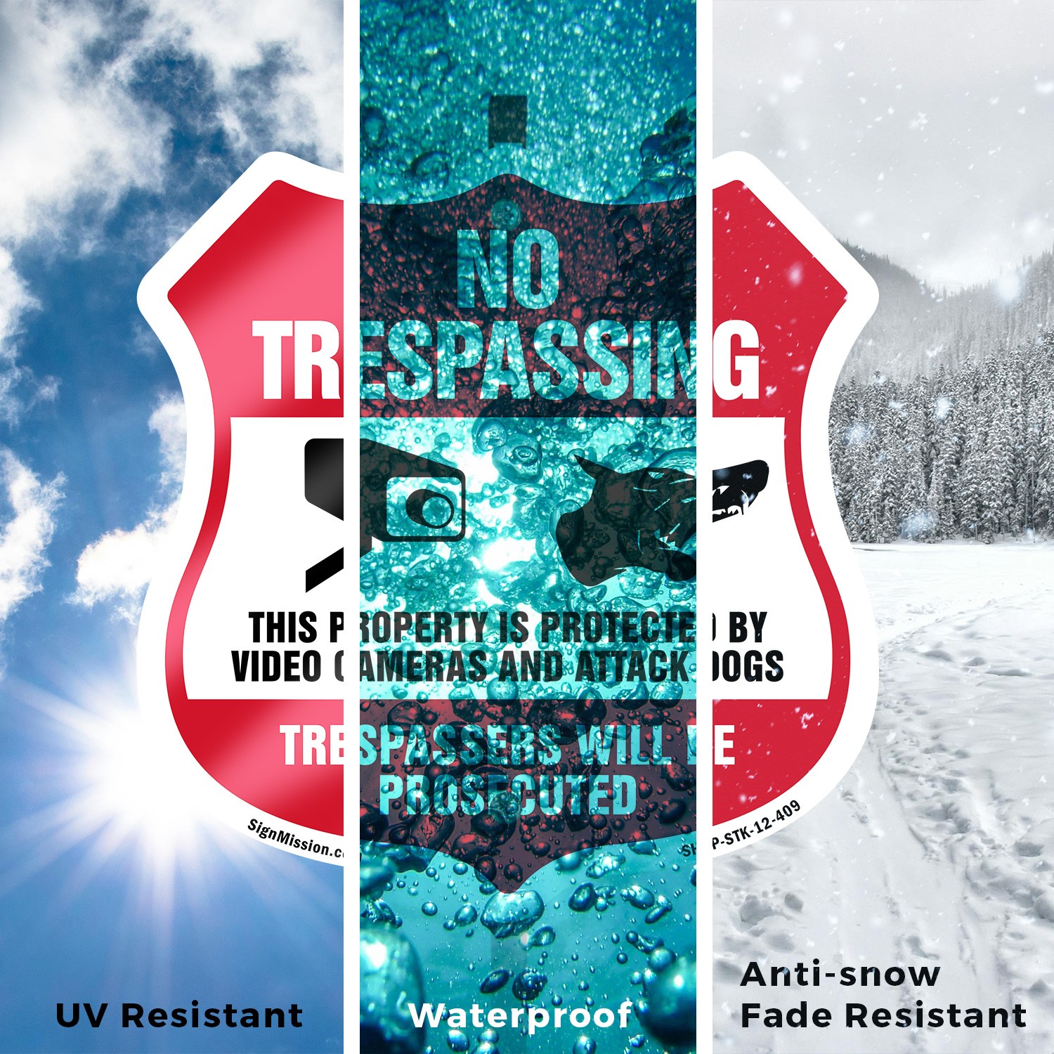 No Trespassing Shield Sign This Property Is Protected By Shield Sign With Stake