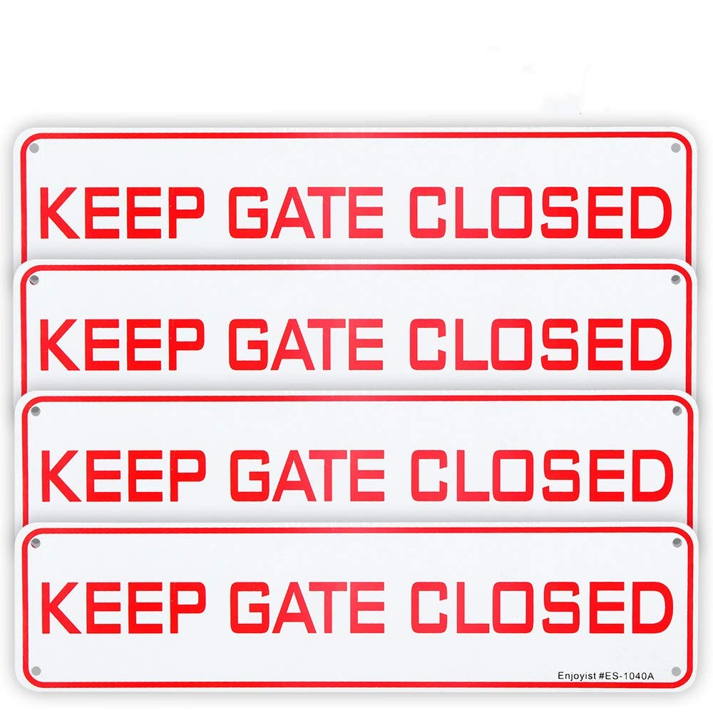 4 PCS Keep Gate Closed Sign .040 Rust Free Aluminum Weatherproof 12×3 Inch