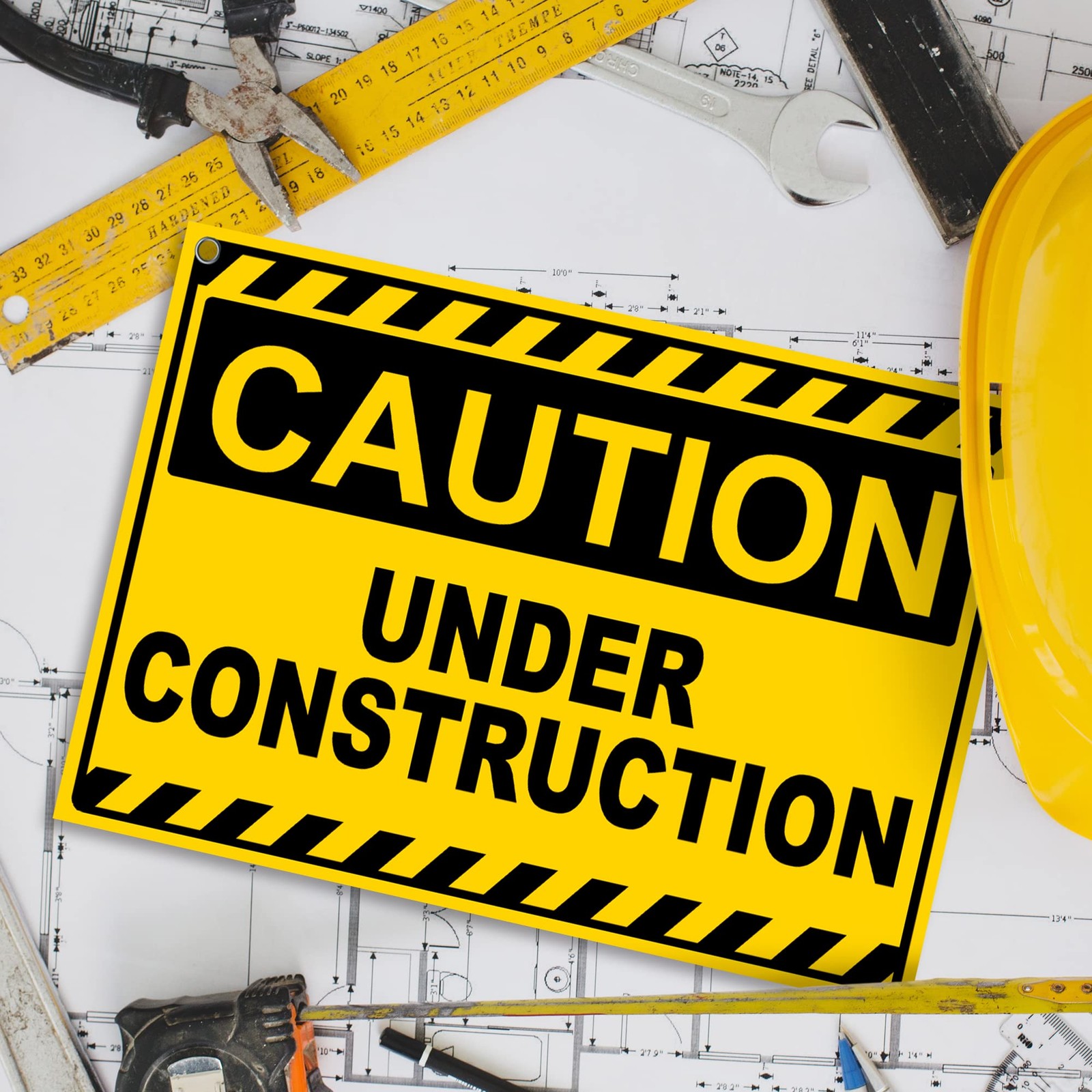 2 PC Under Construction Sign, 8×12 Coroplast Caution Construction Signs for J…