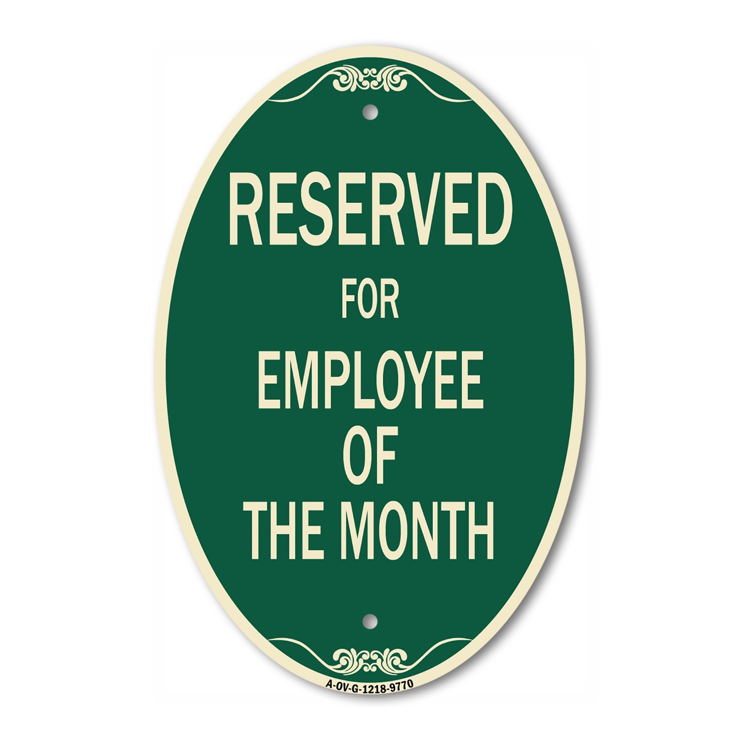 Designer Series Oval – Reserved For Employee Of The Month Green & Tan