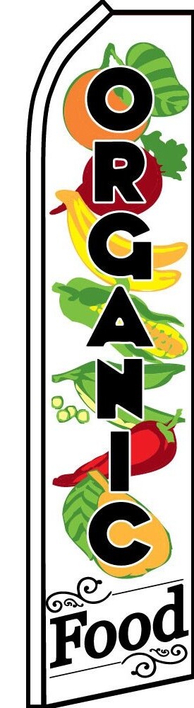 ORGANIC FOOD FLUTTER FLAG Produce Fruit Advertising Feather Swooper Banner Sign